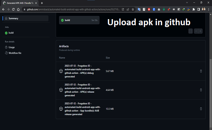 upload apk in github